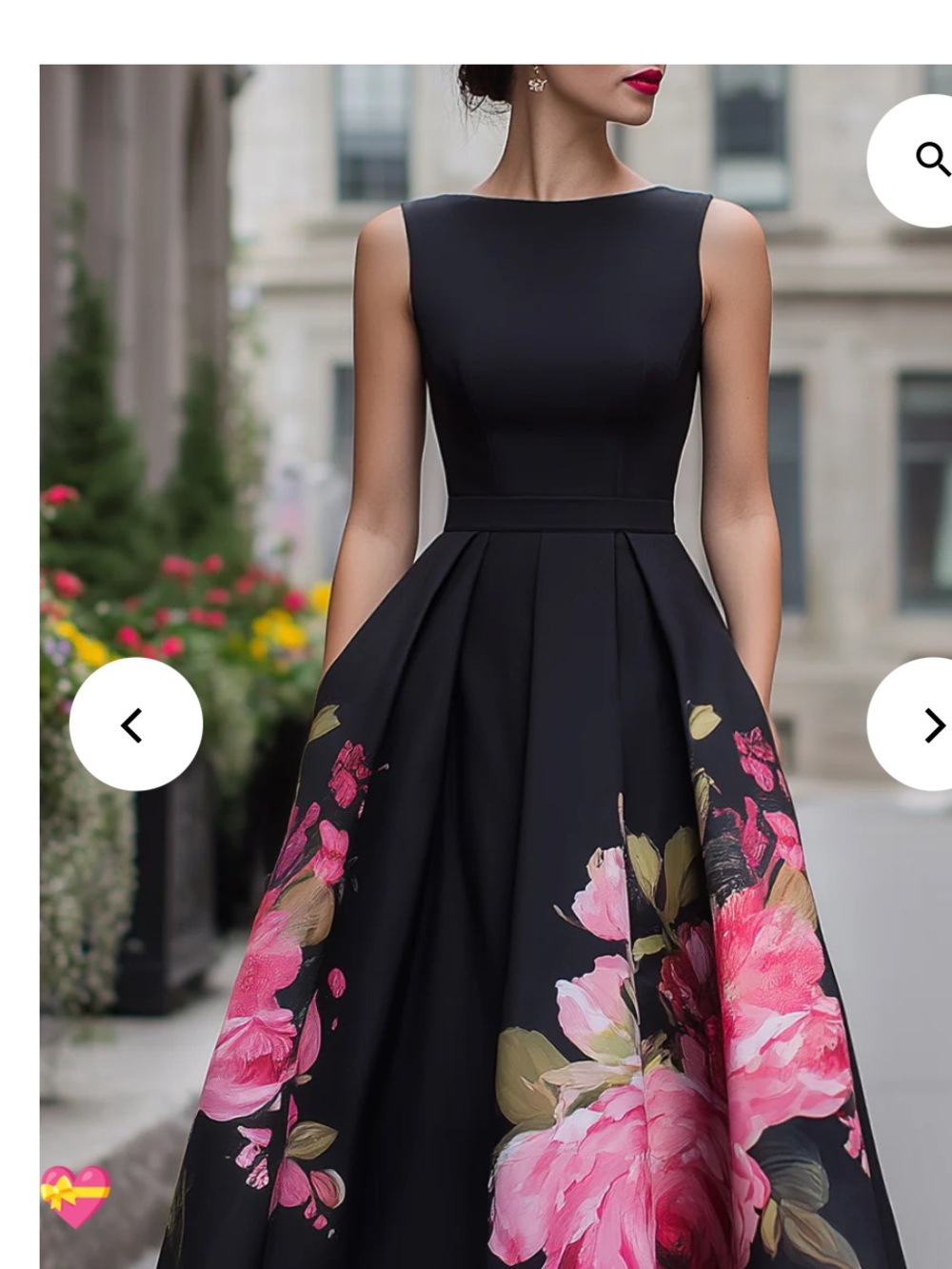 Elegant Black Floral-Print Sleeveless Fit & Flare Dress below the knee